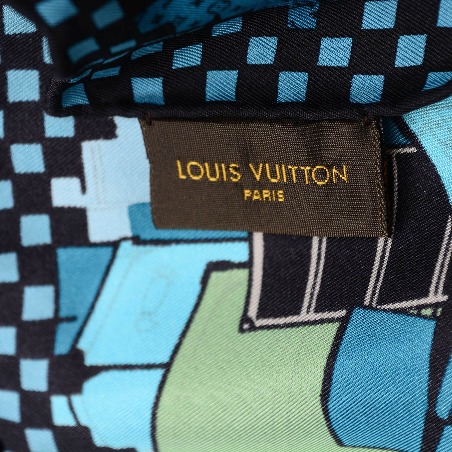 Louis Vuitton Silk Carre Downtown Square Scarf Blue 5 of 5
