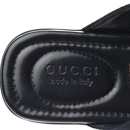 Gucci Nylon Calfskin Web Mens Cleat Sole Thong Sandals 8.5 Black Red Blue 7 of 8