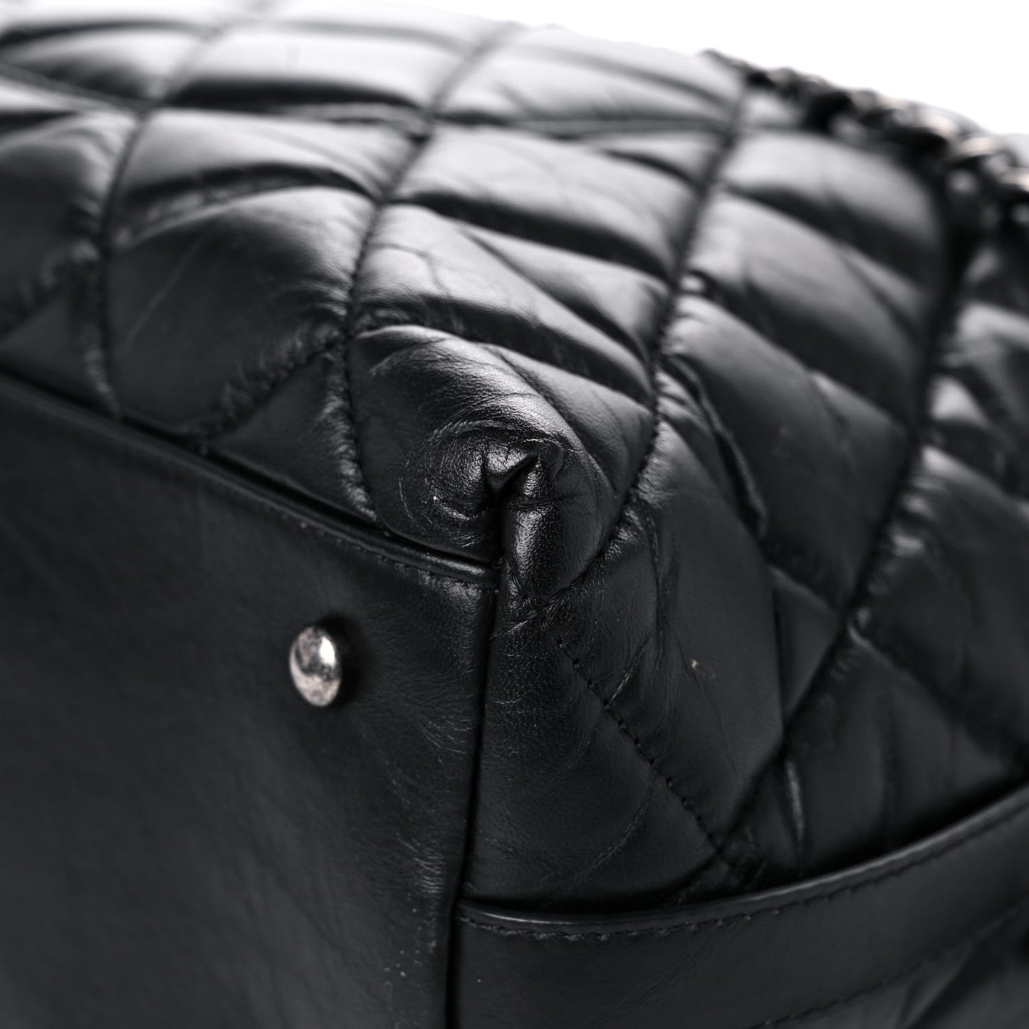 Aged Calfskin Small Bowling Bag Black
