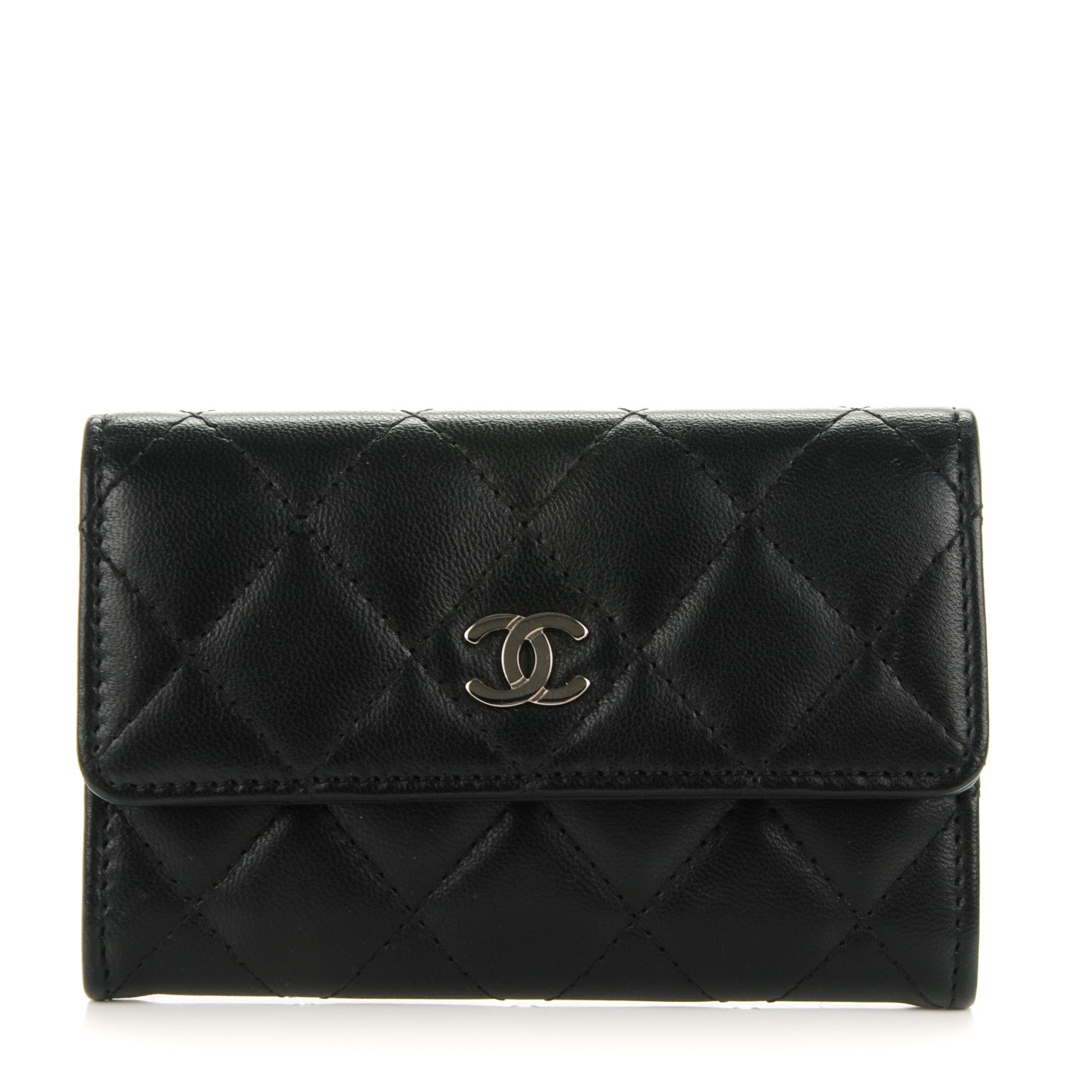 Chanel Lambskin Quilted Flap Card Holder Black 1 of 8