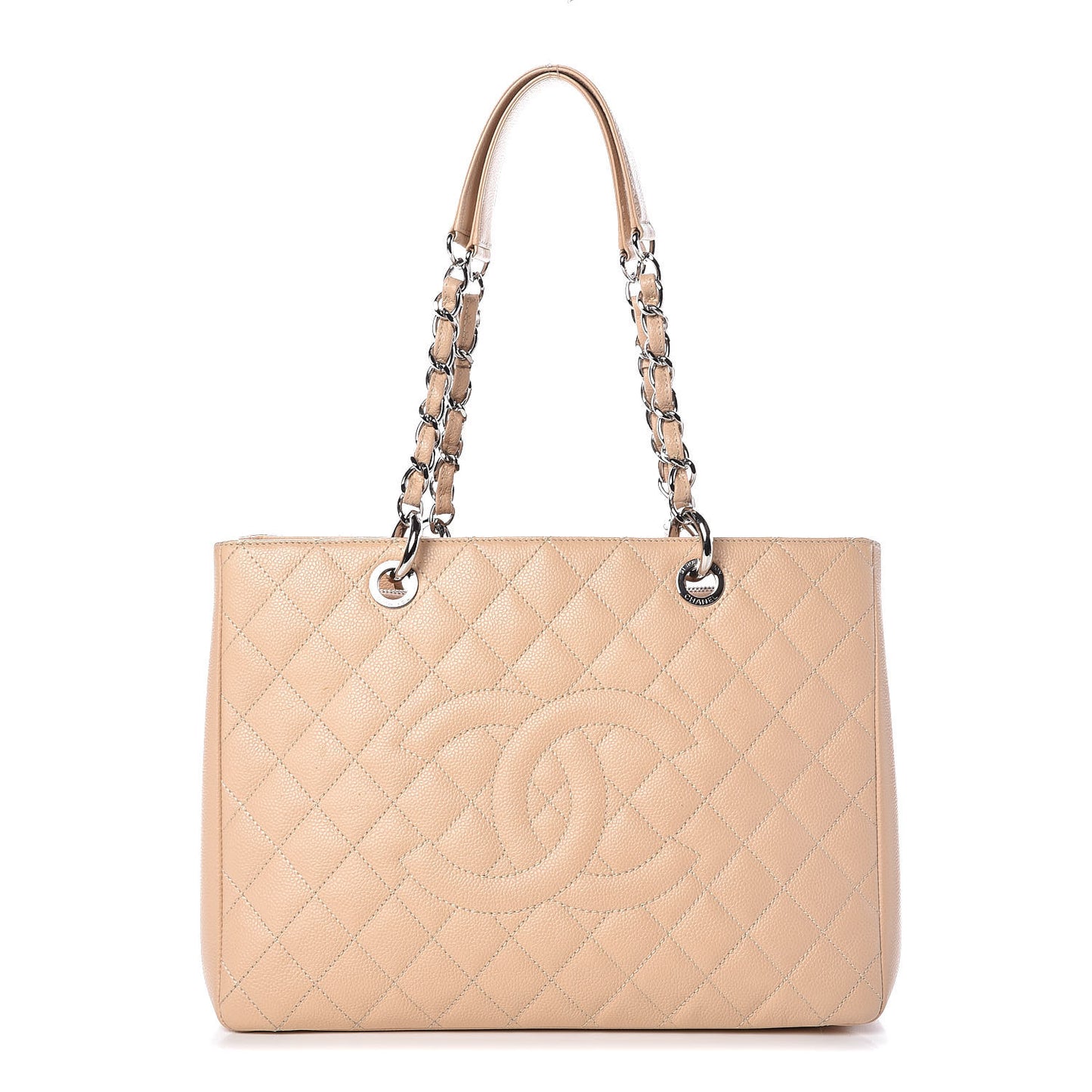 Caviar Quilted Grand Shopping Tote GST Beige Clair