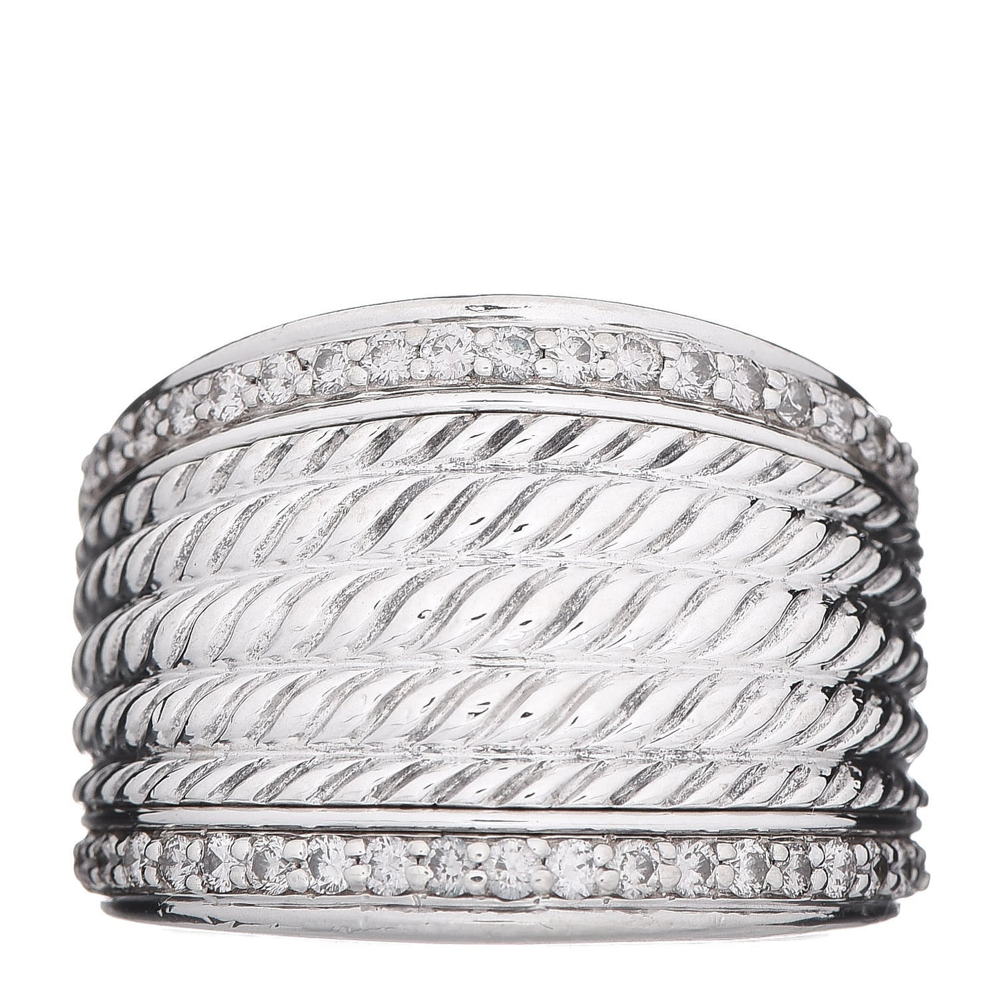 Sterling Silver Diamond Cable Cigar Band Ring 54 7