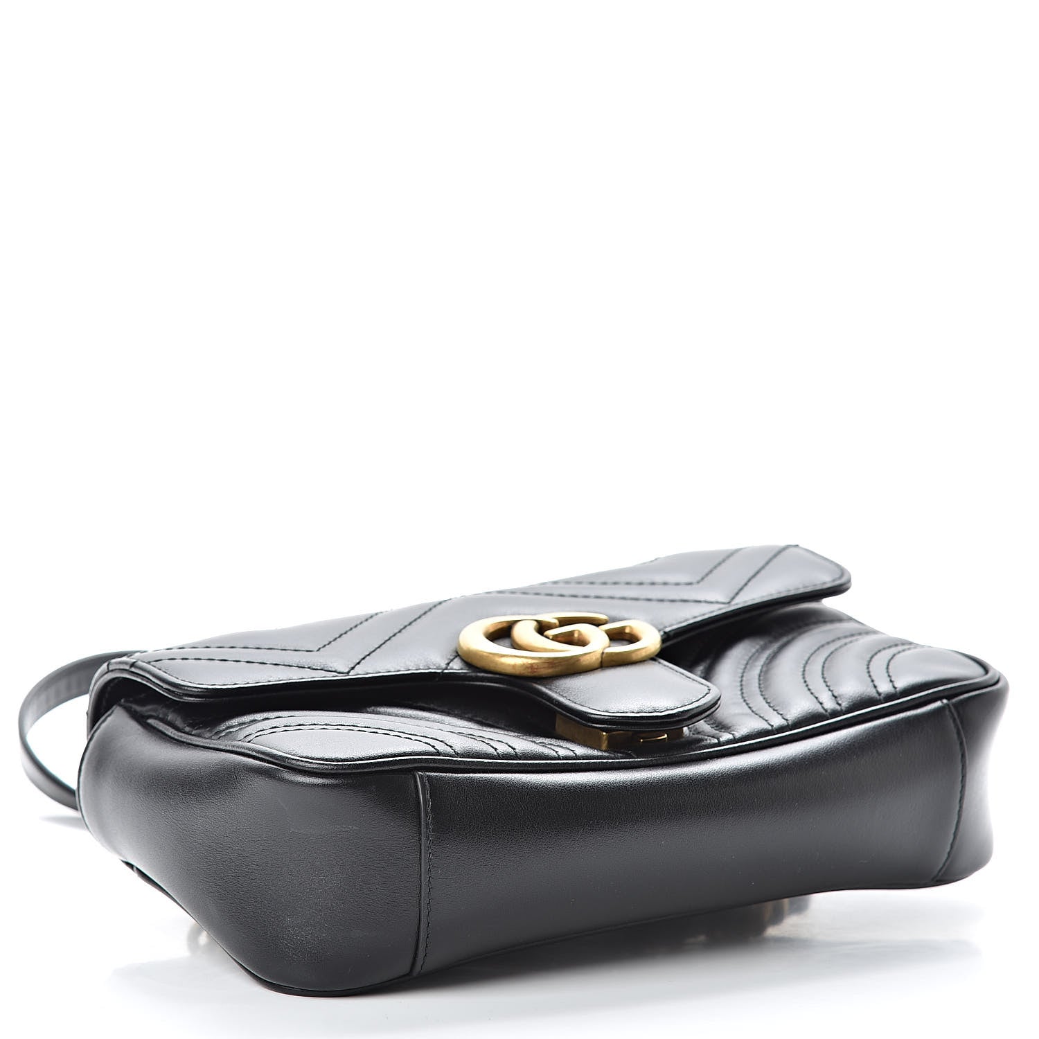 Gucci Calfskin Matelasse Mini GG Marmont Shoulder Bag Black 4 of 12