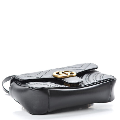 Gucci Calfskin Matelasse Mini GG Marmont Shoulder Bag Black 4 of 12