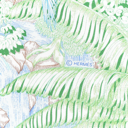 Hermes Silk Twill Faubourg Tropical Scarf 90 Bleu Vert Jaune 2 of 4