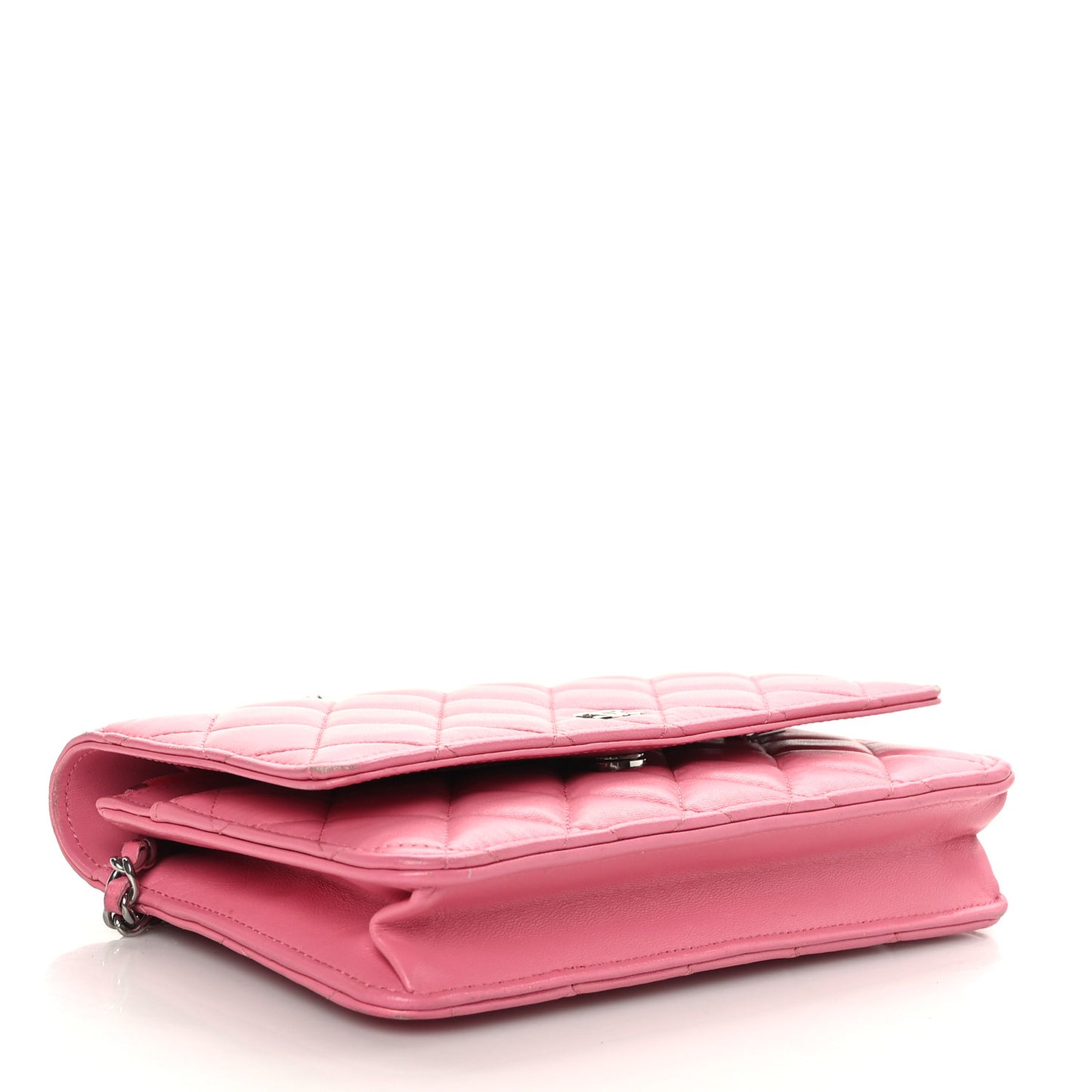 Lambskin Quilted Wallet On Chain WOC Pink
