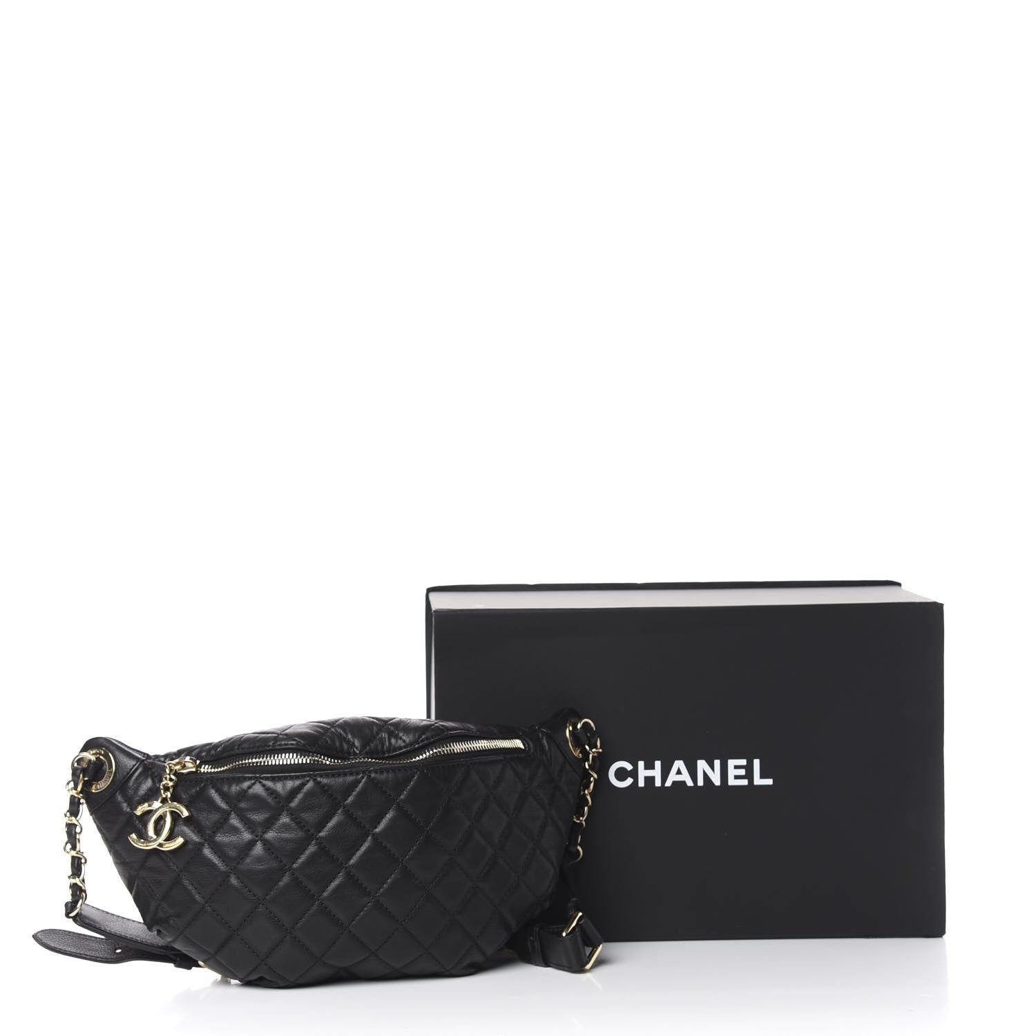Chanel Lambskin Quilted Banane Waist Bag Fanny Pack Black 9 of 9