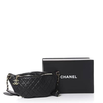 Chanel Lambskin Quilted Banane Waist Bag Fanny Pack Black 9 of 9