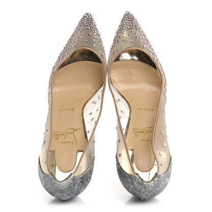 Christian Louboutin Rete Glitter Solaria Mini Specchio Strass Follies 100 Pumps 38.5 Pearl 2 of 8
