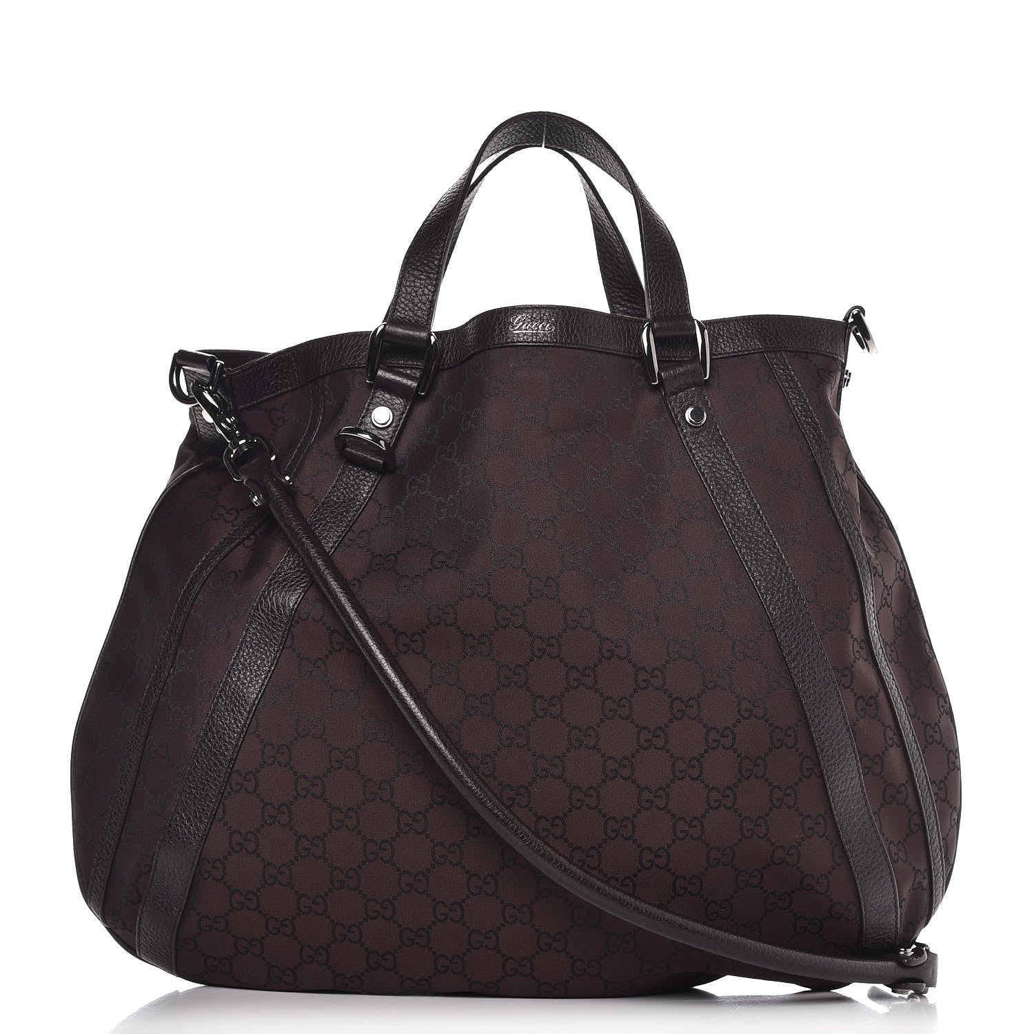 Gucci Monogram Medium Abbey Convertible Tote Dark Brown 1 of 10