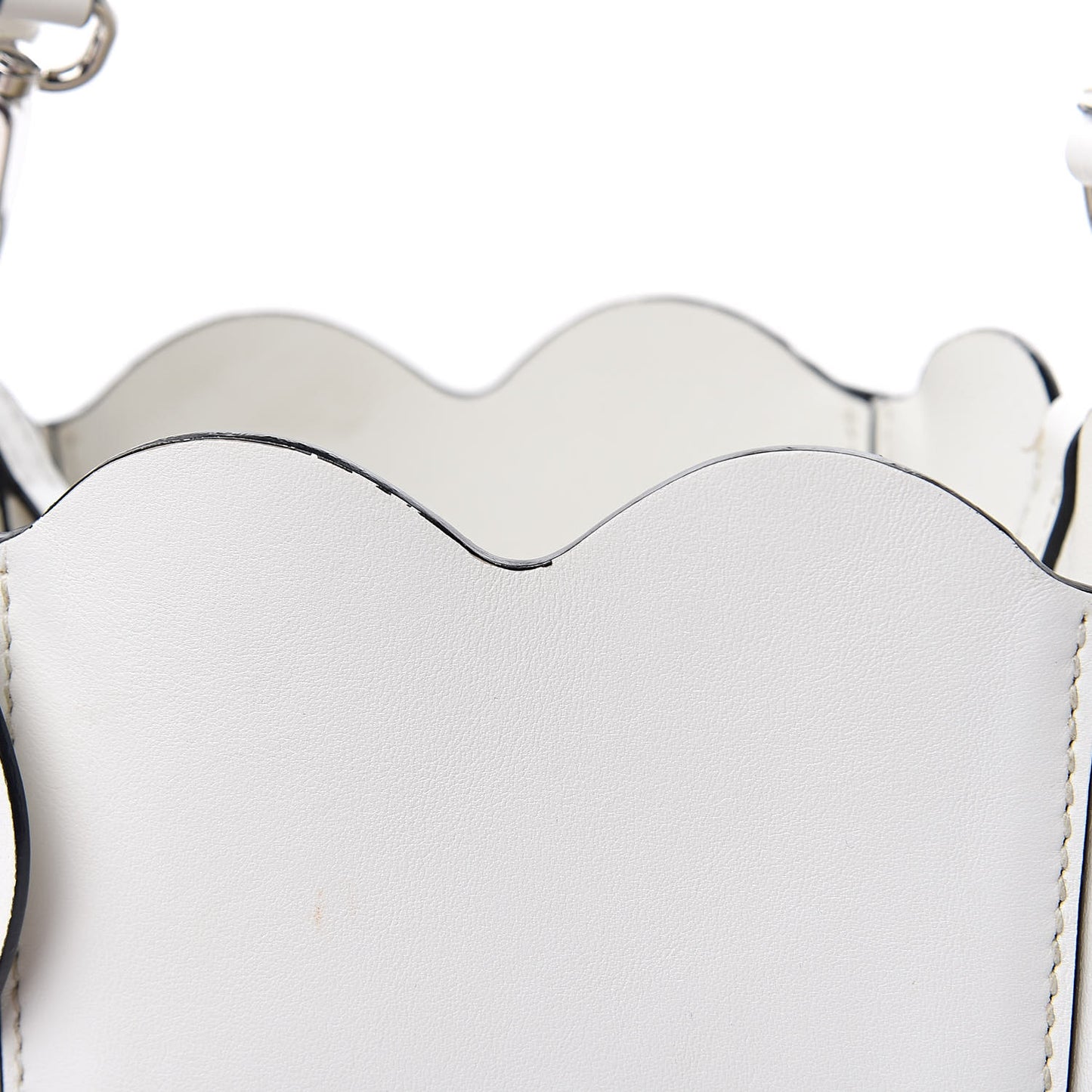 Calfskin Scalloped Bucket Bag White