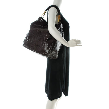 Saint Laurent Textured Patent Large Roady Hobo Bordeaux 2 of 7