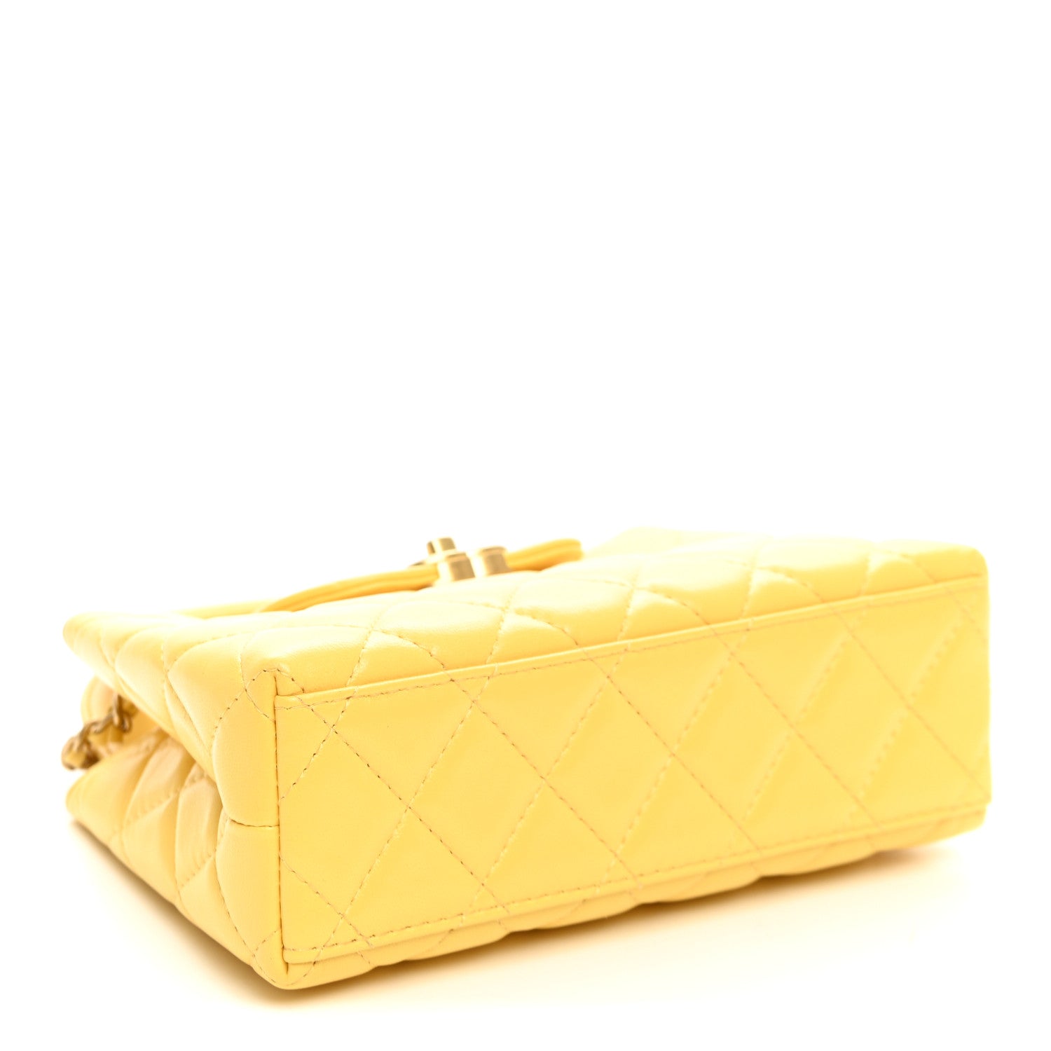 Chanel Shiny Aged Calfskin Quilted Nano Kelly Shopper Light Yellow 4 of 10