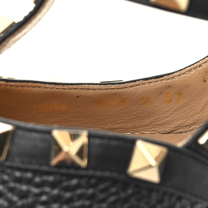 Valentino Garavani Pebbled Calfskin Rockstud Ankle Strap 100mm Pumps 37 Marine 6 of 8