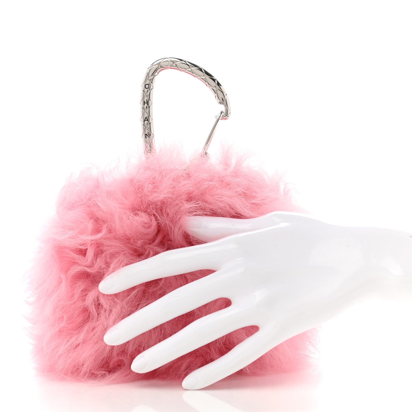 Shearling Lambskin CC Hook Card Holder Pink