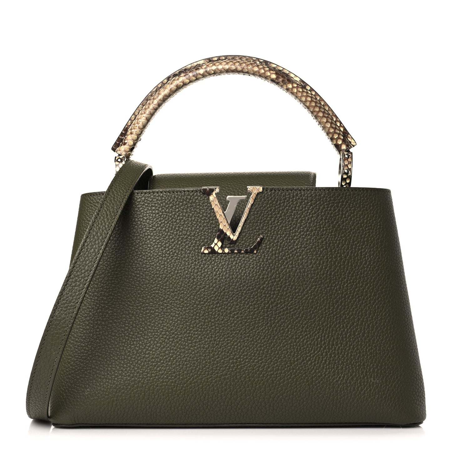 Taurillon Snakeskin Capucines PM Khaki