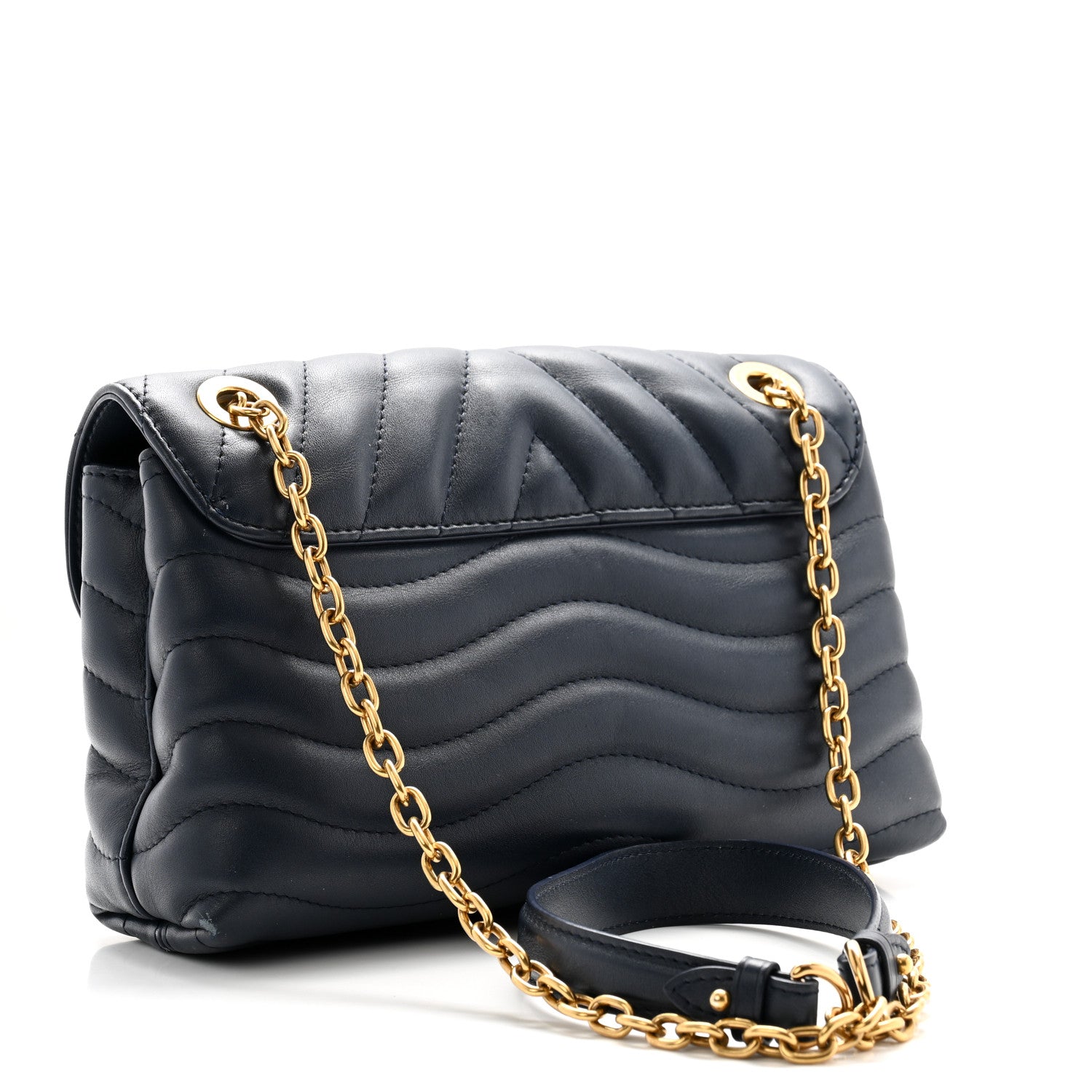 Louis Vuitton Calfskin LV New Wave Chain Bag Bleu Nuit 3 of 11