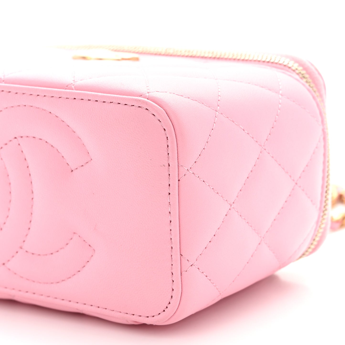 Lambskin Quilted Pick Me Up Vanity Case Pink