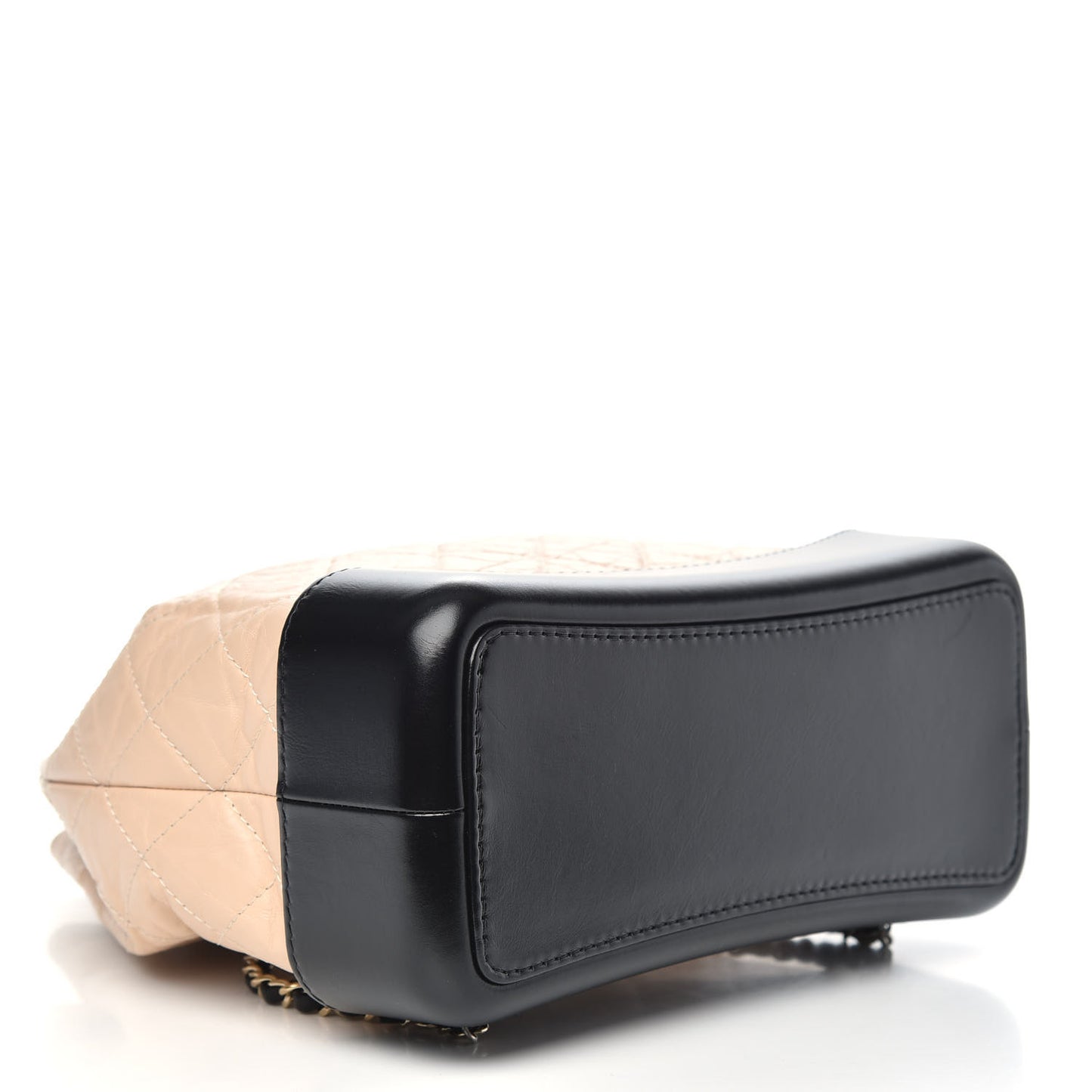 Aged Calfskin Quilted Small Gabrielle Backpack Beige Black