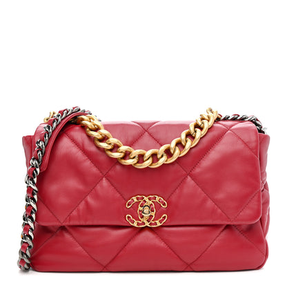 Chanel Goatskin Quilted Large Chanel 19 Flap Dark Pink 1 of 11