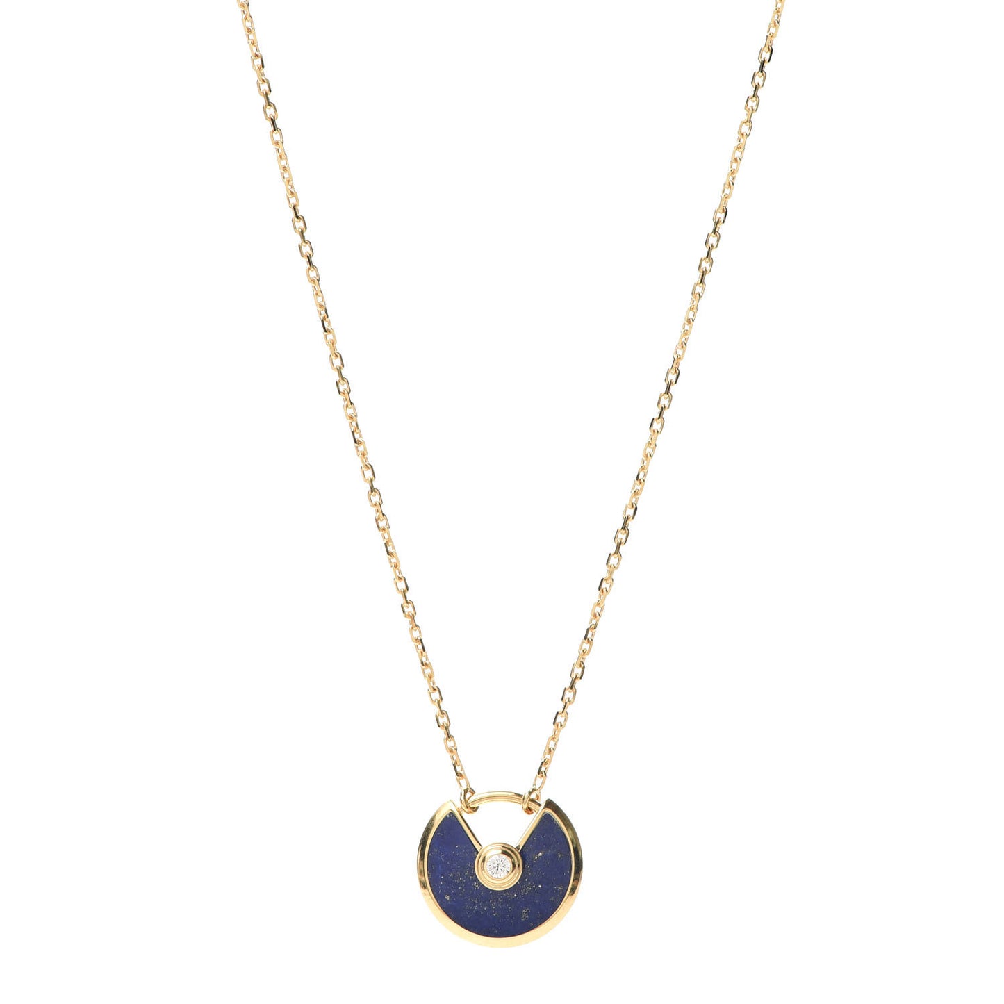 18K Yellow Gold Diamond Lapis Lazuli XS Amulette de Pendant Necklace