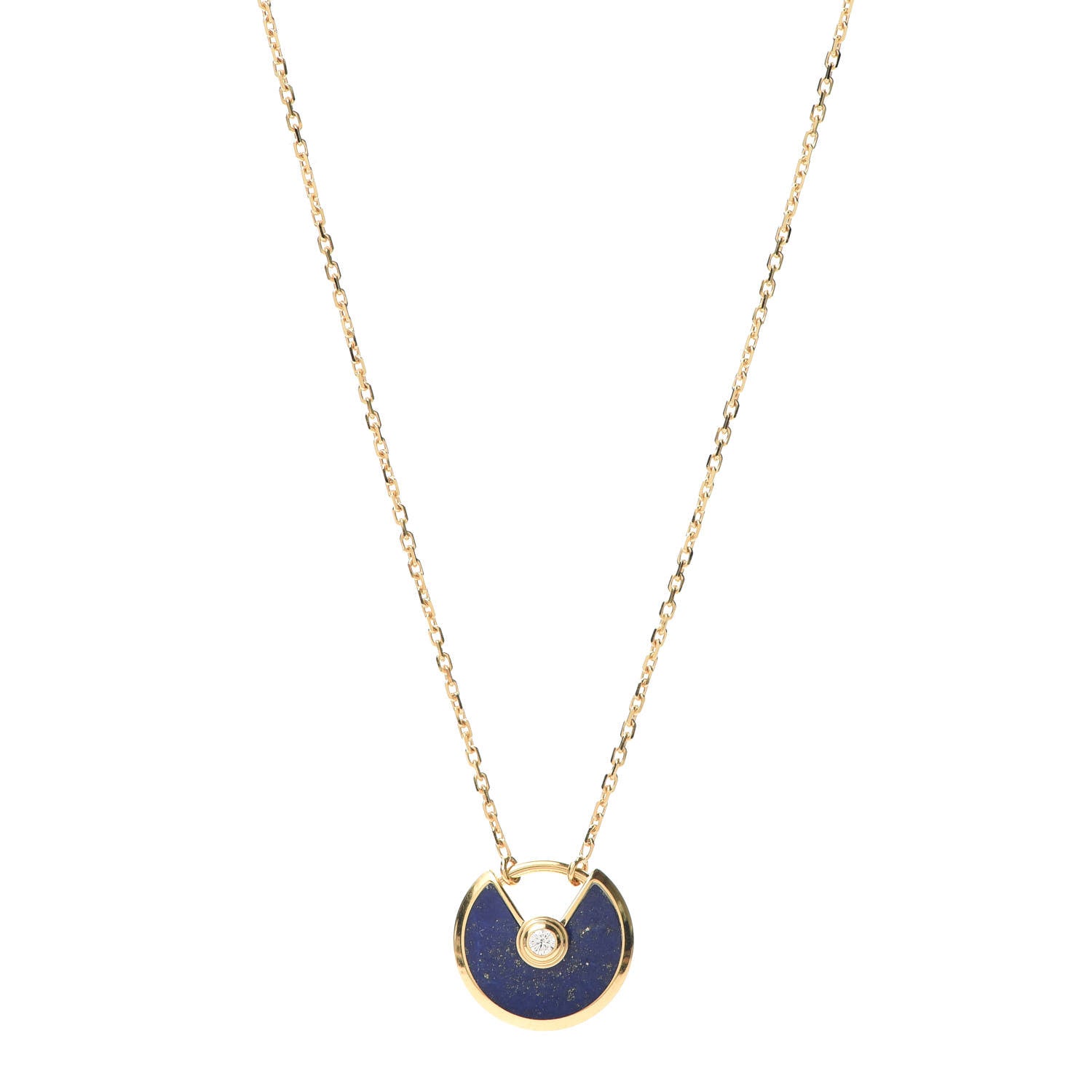 Cartier 18K Yellow Gold Diamond Lapis Lazuli XS Amulette de Pendant Necklace 1 of 7