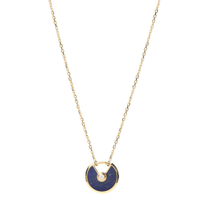 Cartier 18K Yellow Gold Diamond Lapis Lazuli XS Amulette de Pendant Necklace 1 of 7