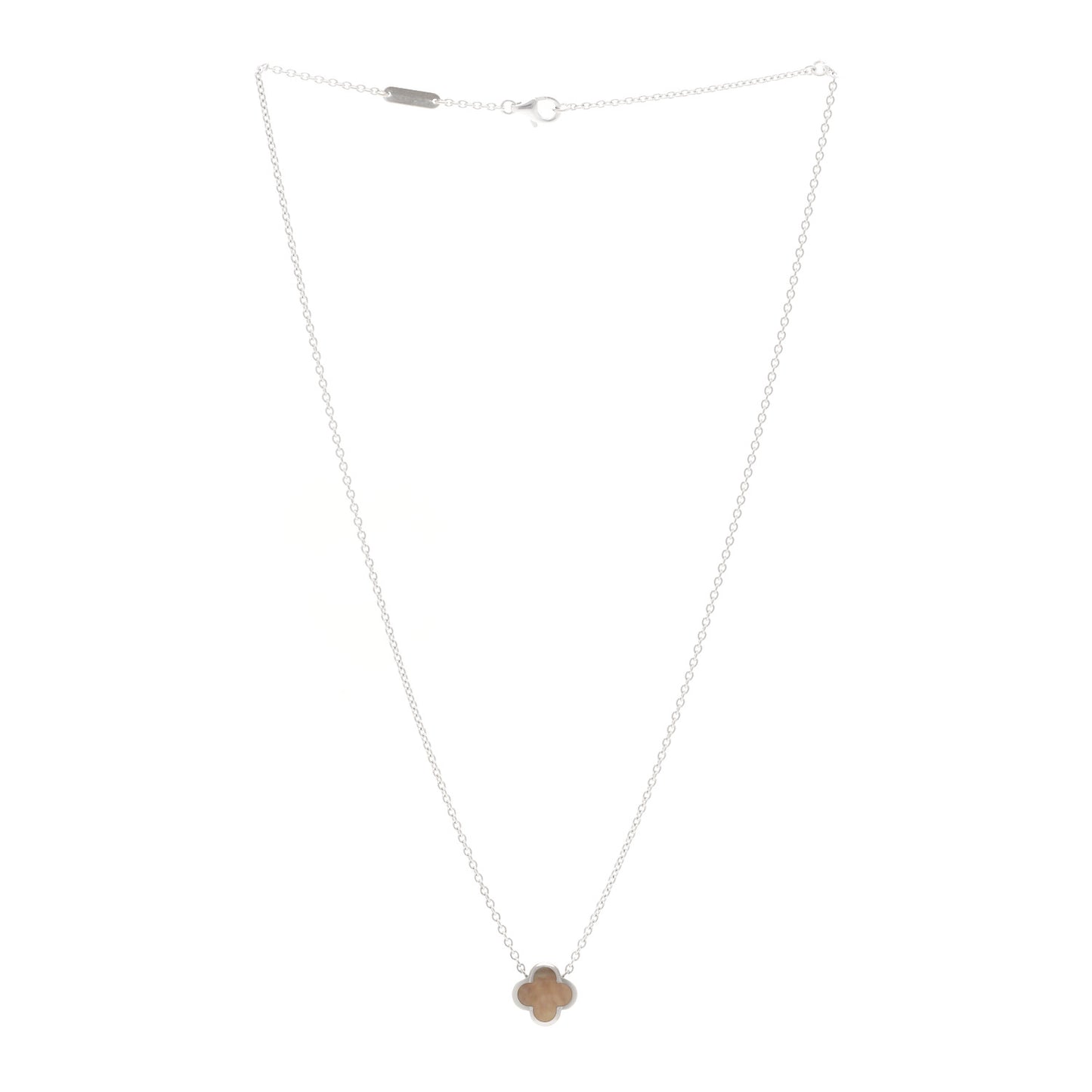 18K White Gold Gray Mother of Pearl Pure Alhambra Pendant Necklace