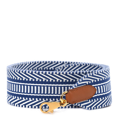Hermes Toile Swift 50mm Sangle Cavale Shoulder Strap Ecru Bleu Brighton Gold 1 of 4