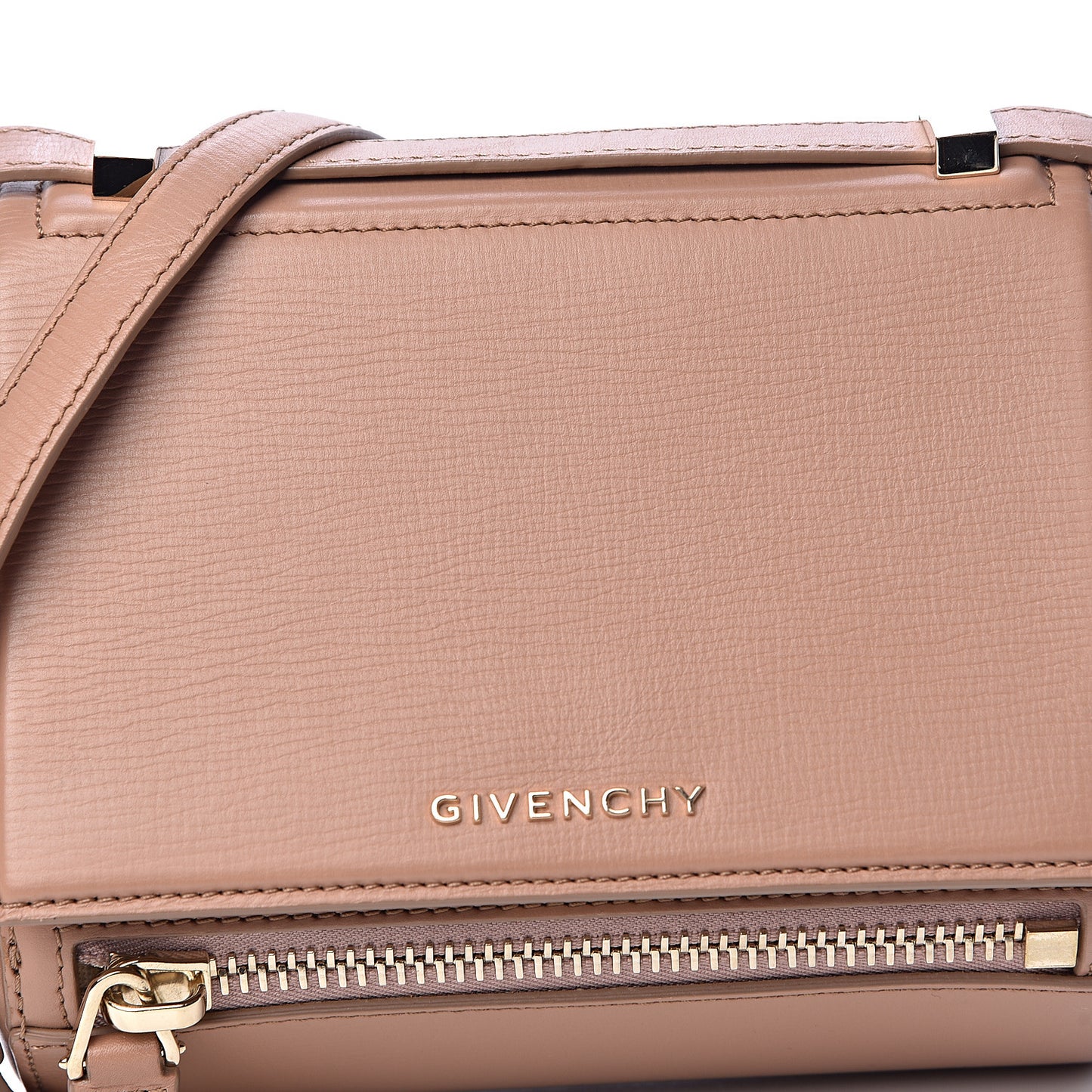 Textured Calfskin Mini Pandora Box Crossbody Bag Old Pink