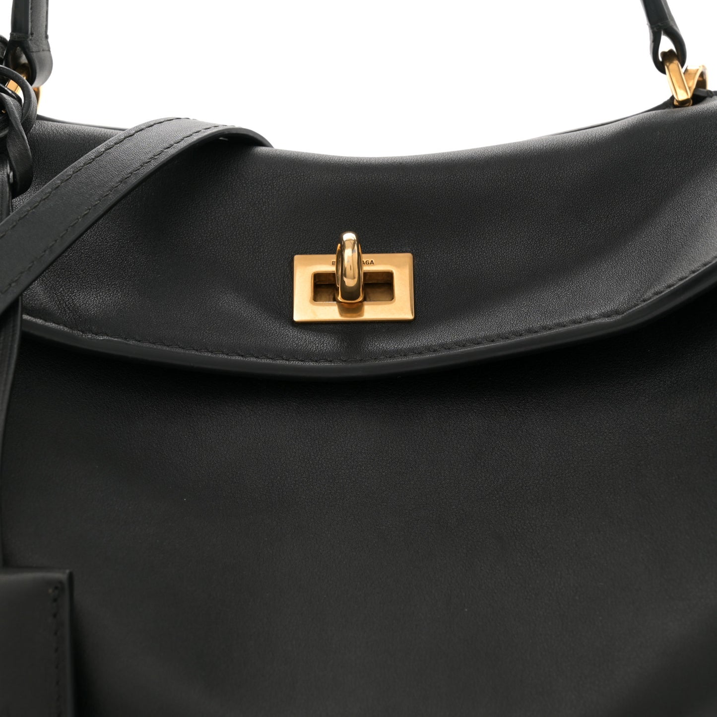 Natural Smooth Calfskin Small Rodeo Top Handle Handbag Black