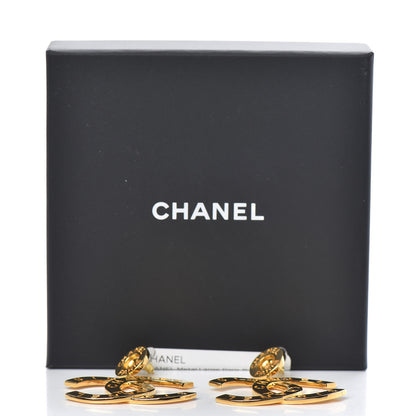 Chanel Metal Large Paris Button Earrings Gold 5 of 5