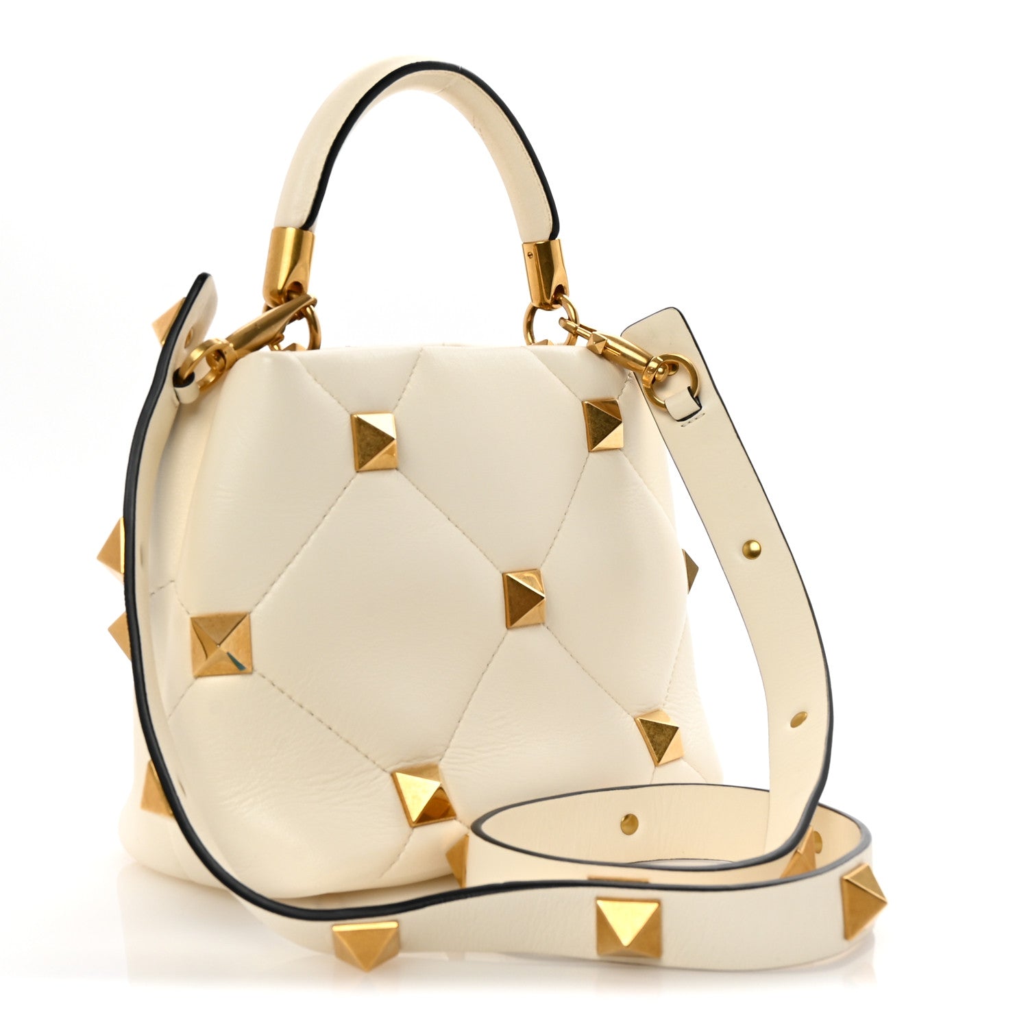 Valentino Garavani Nappa Small Roman Stud The Handle Bag Ivory 3 of 9