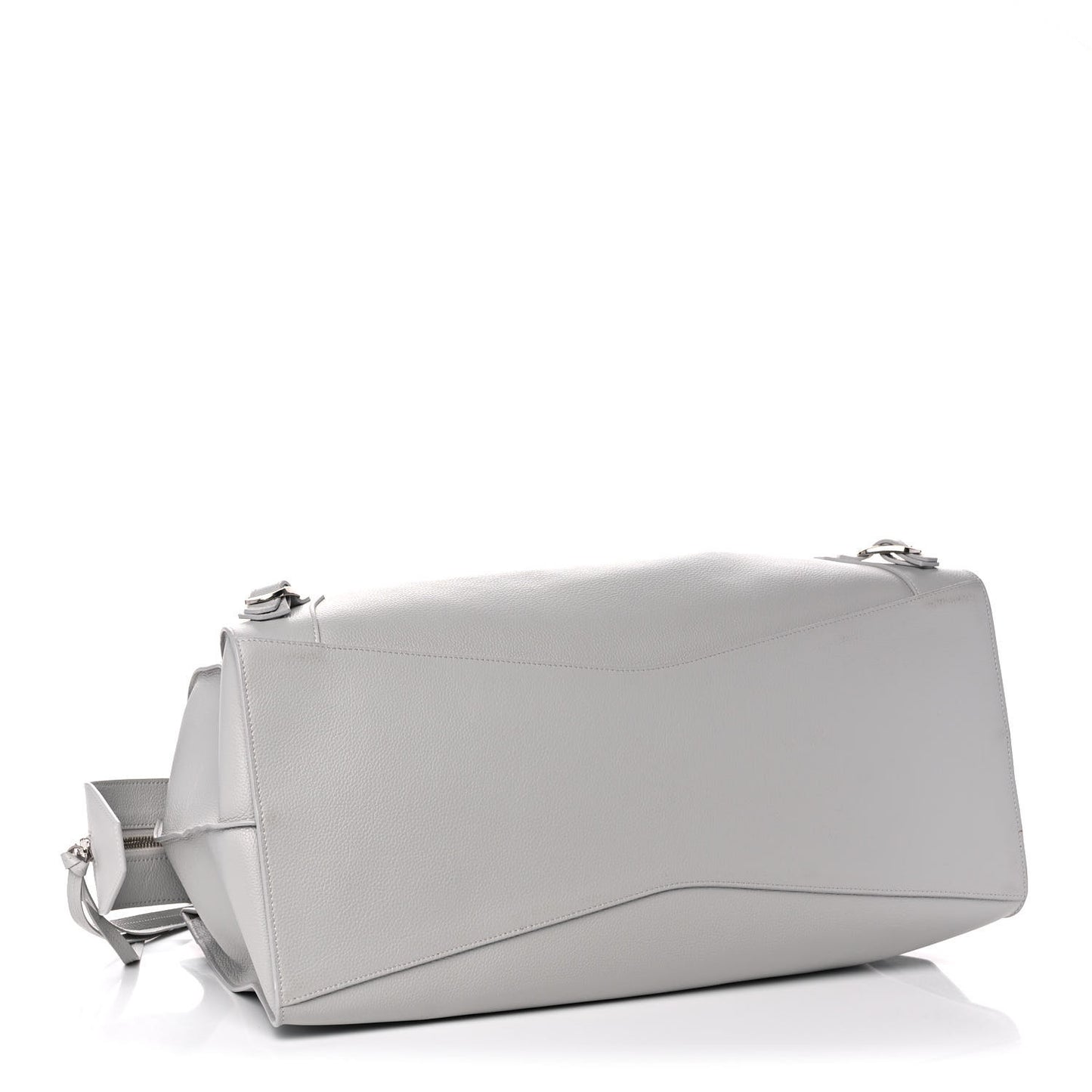 Grained Calfskin Neo Classic Silver Hardware Large Top Handle Bag Light Grey