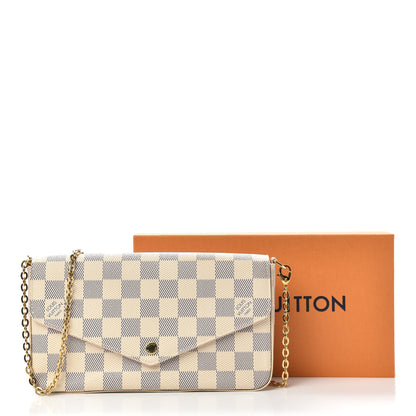 Louis Vuitton Damier Azur Pochette Felicie Chain Wallet Rose Ballerine 8 of 8
