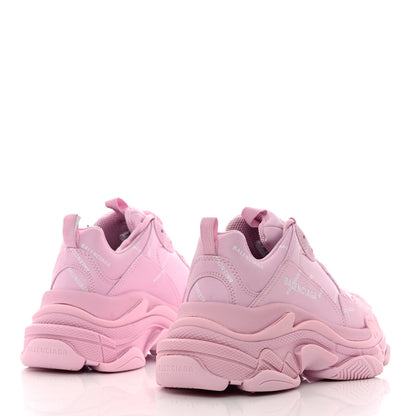 Balenciaga Technical Fabric Mesh Allover Logo Womens Triple S Sneakers 37 Pink White 4 of 9
