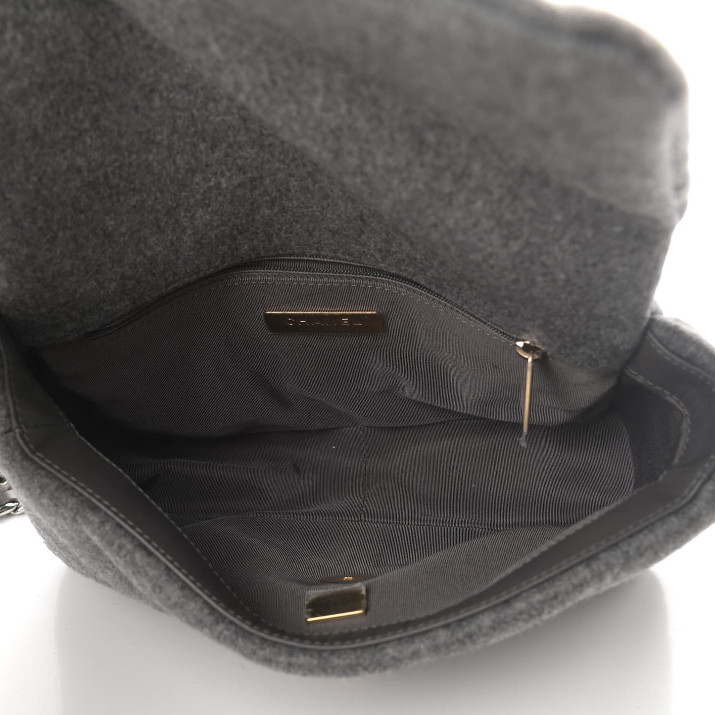 Wool Quilted Medium Chanel 19 Flap Grey
