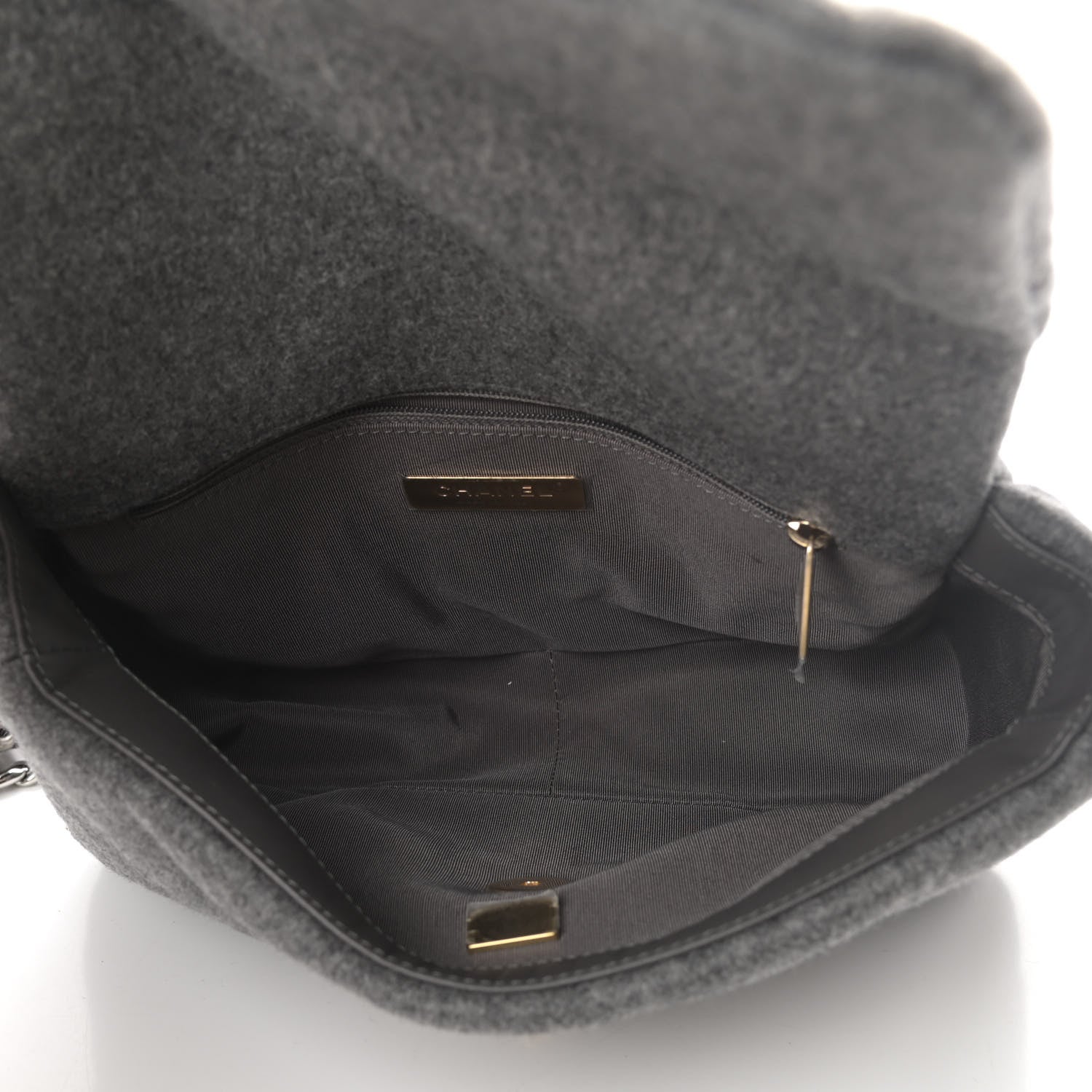 Chanel Wool Quilted Medium Chanel 19 Flap Grey 4 of 4