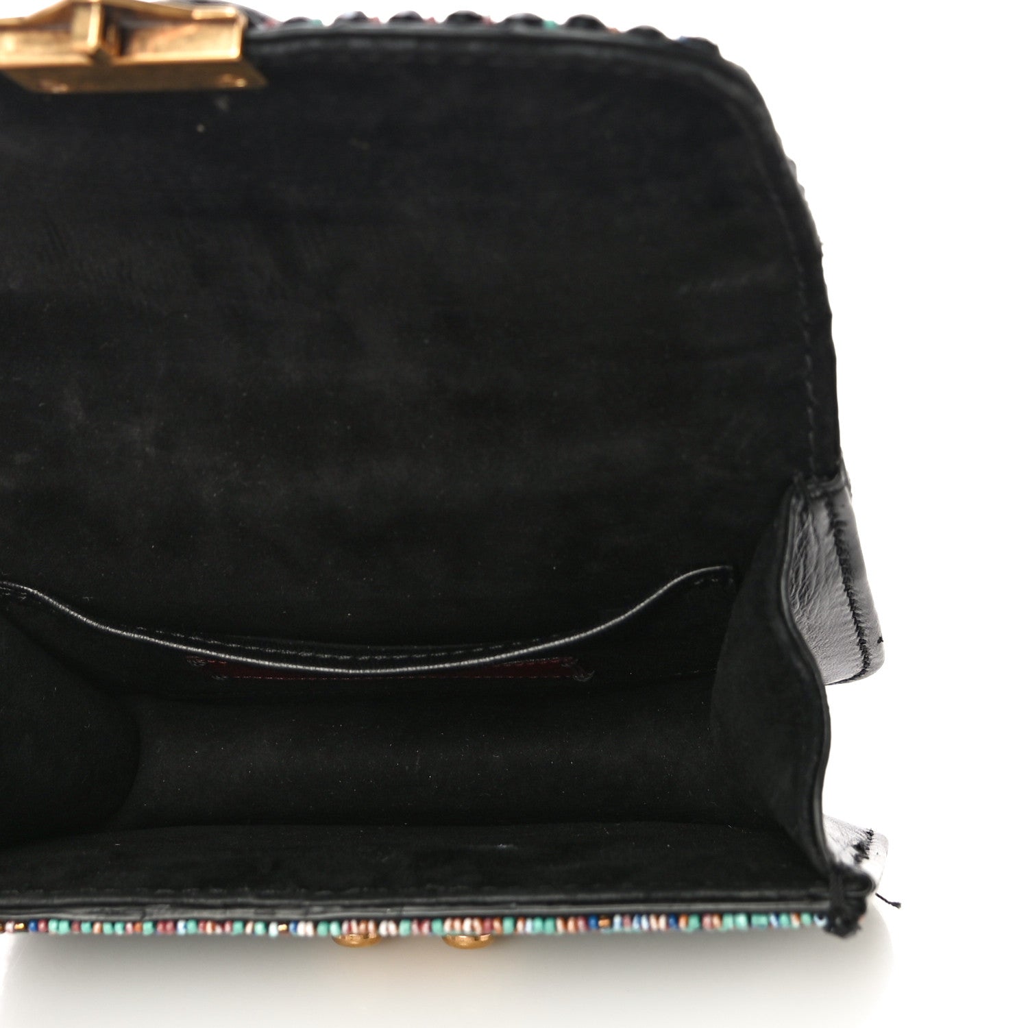 Valentino Garavani Vitello Beaded Small Glam Lock Rockstud Flap Black 5 of 13