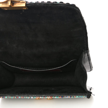 Valentino Garavani Vitello Beaded Small Glam Lock Rockstud Flap Black 5 of 13