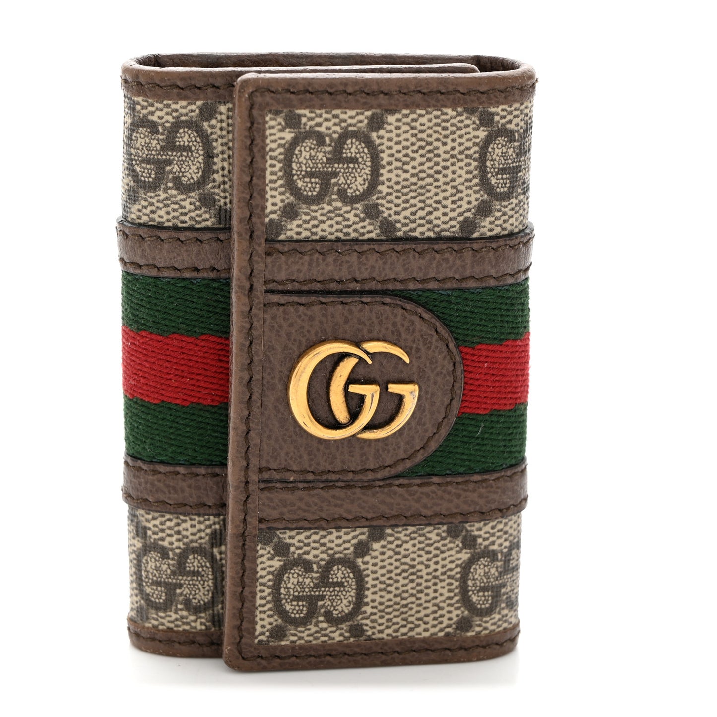 GG Supreme Monogram Web Ophidia 6 Key Holder Case Beige New Acero