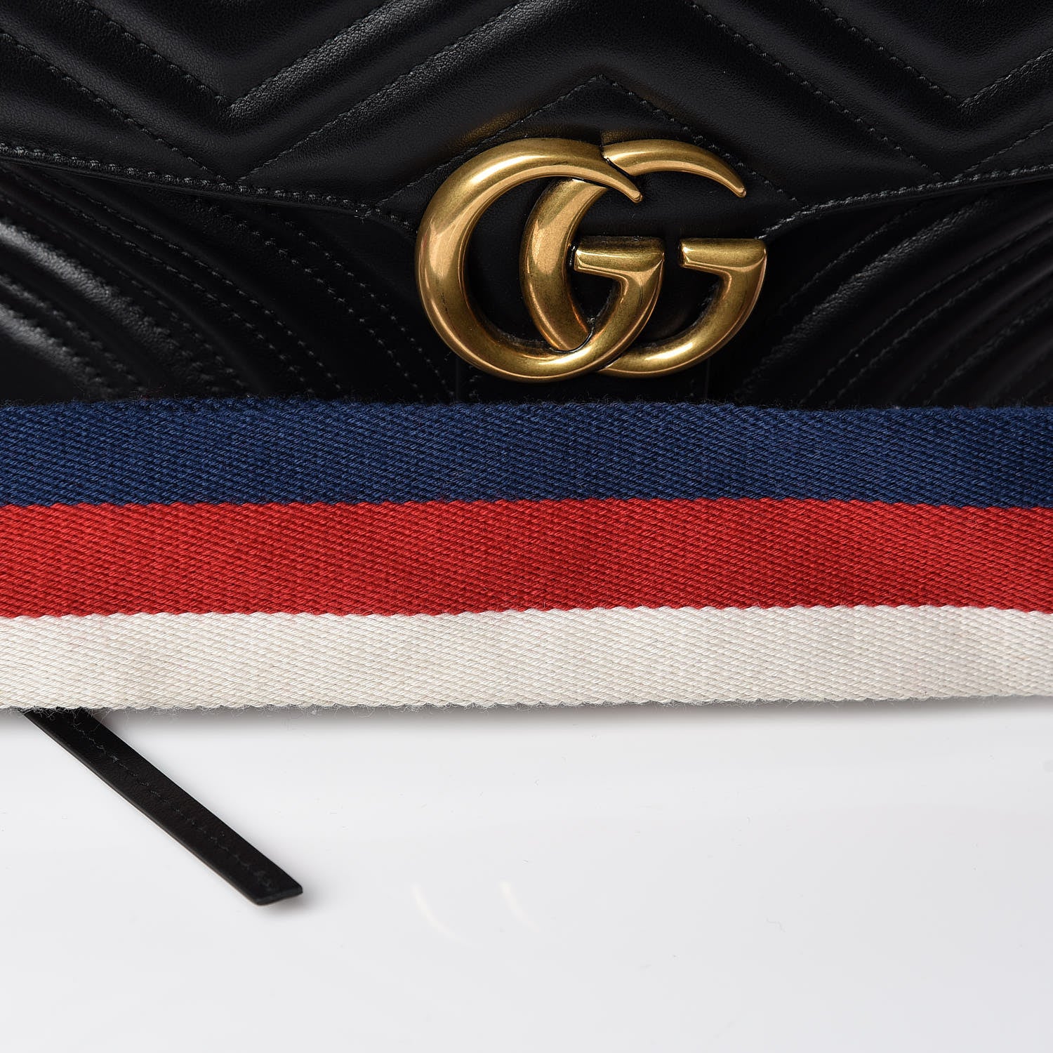Gucci Calfskin Matelasse Sylvie Web Small GG Marmont Top Handle Shoulder Bag Black 10 of 10