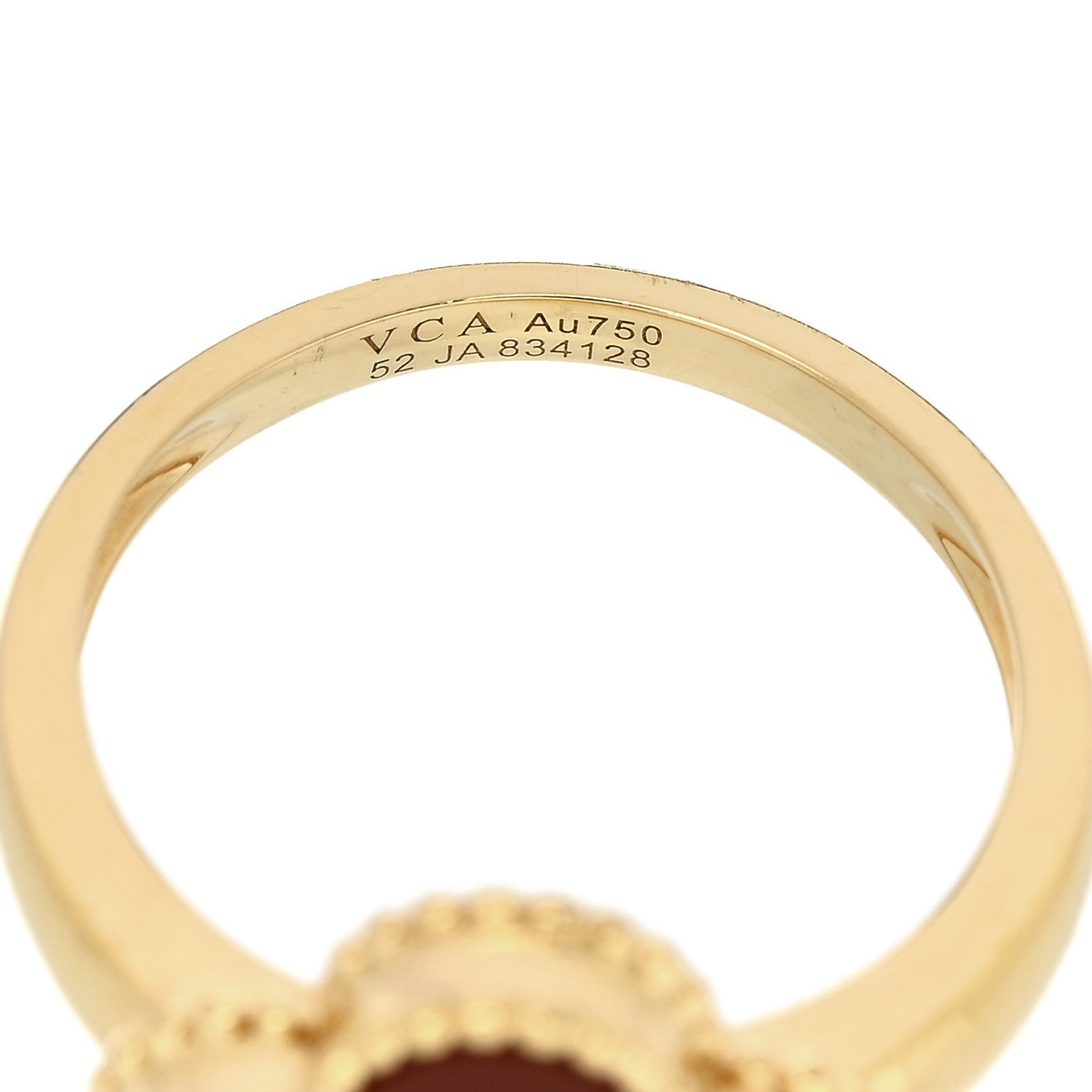 Van Cleef & Arpels 18K Yellow Gold Diamond Carnelian Vintage Alhambra Ring 52 6 5 of 6