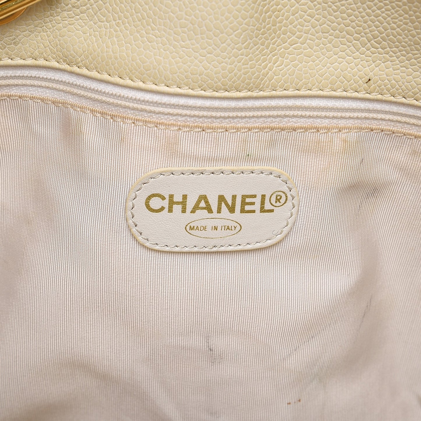 Caviar Large CC Shoulder Bag Ivory