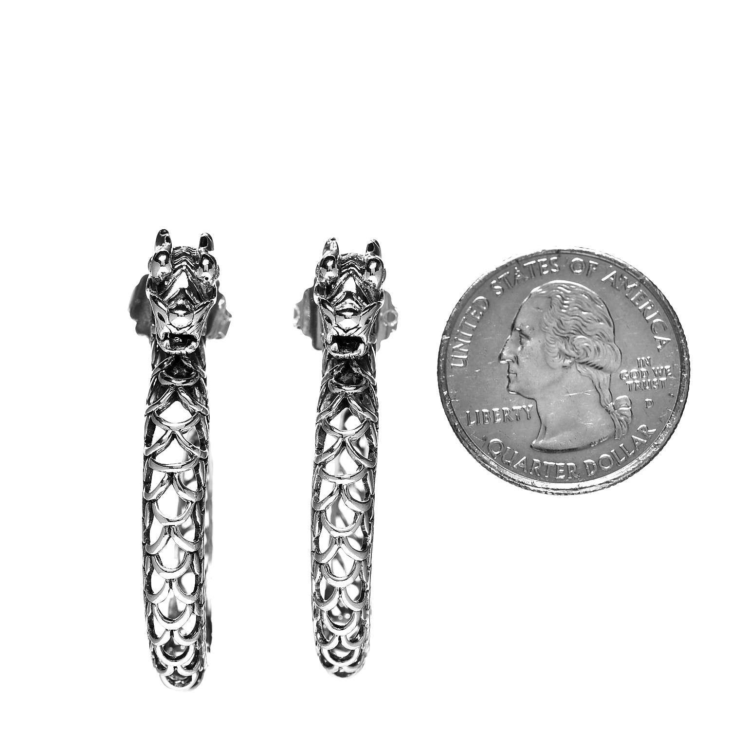John Hardy Sterling Silver Naga Dragon Hoop Earrings 2 of 4