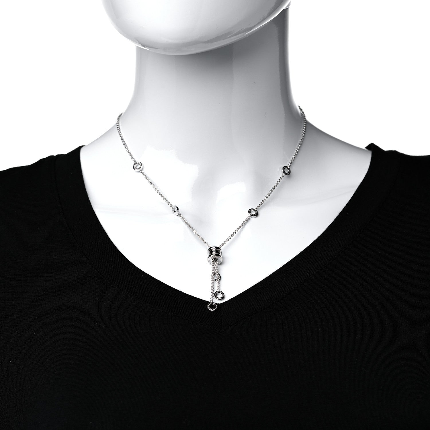 Bulgari 18K White Gold B.Zero1 Lavalier Necklace 2 of 6