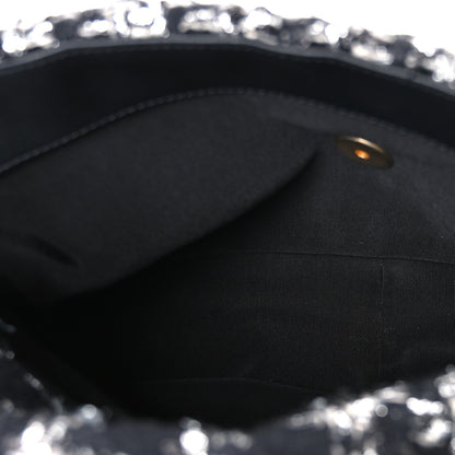 Chanel Tweed Quilted Large Chanel 19 Flap Black Silver Ecru 4 of 9
