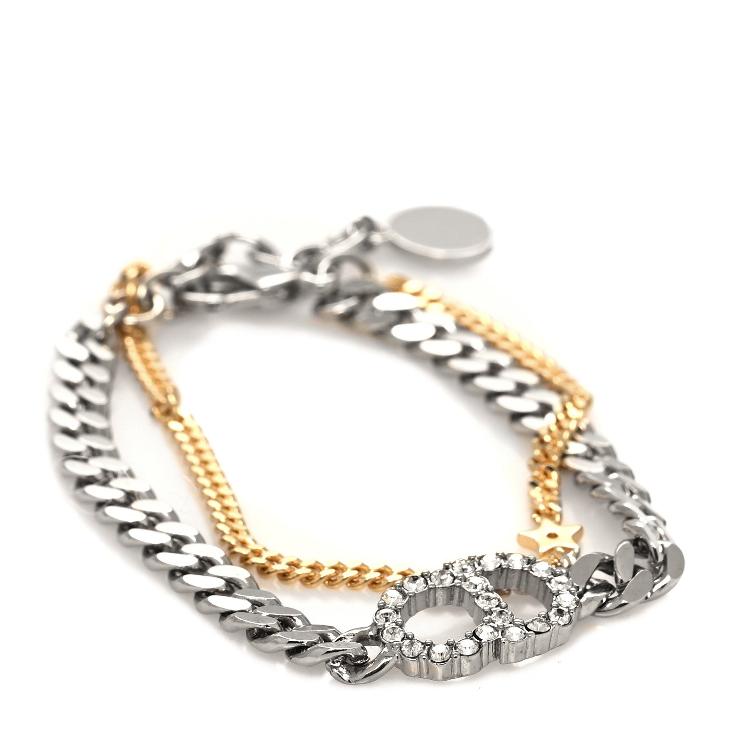 Christian Dior Crystal CD Bracelet Silver Gold 1 of 5