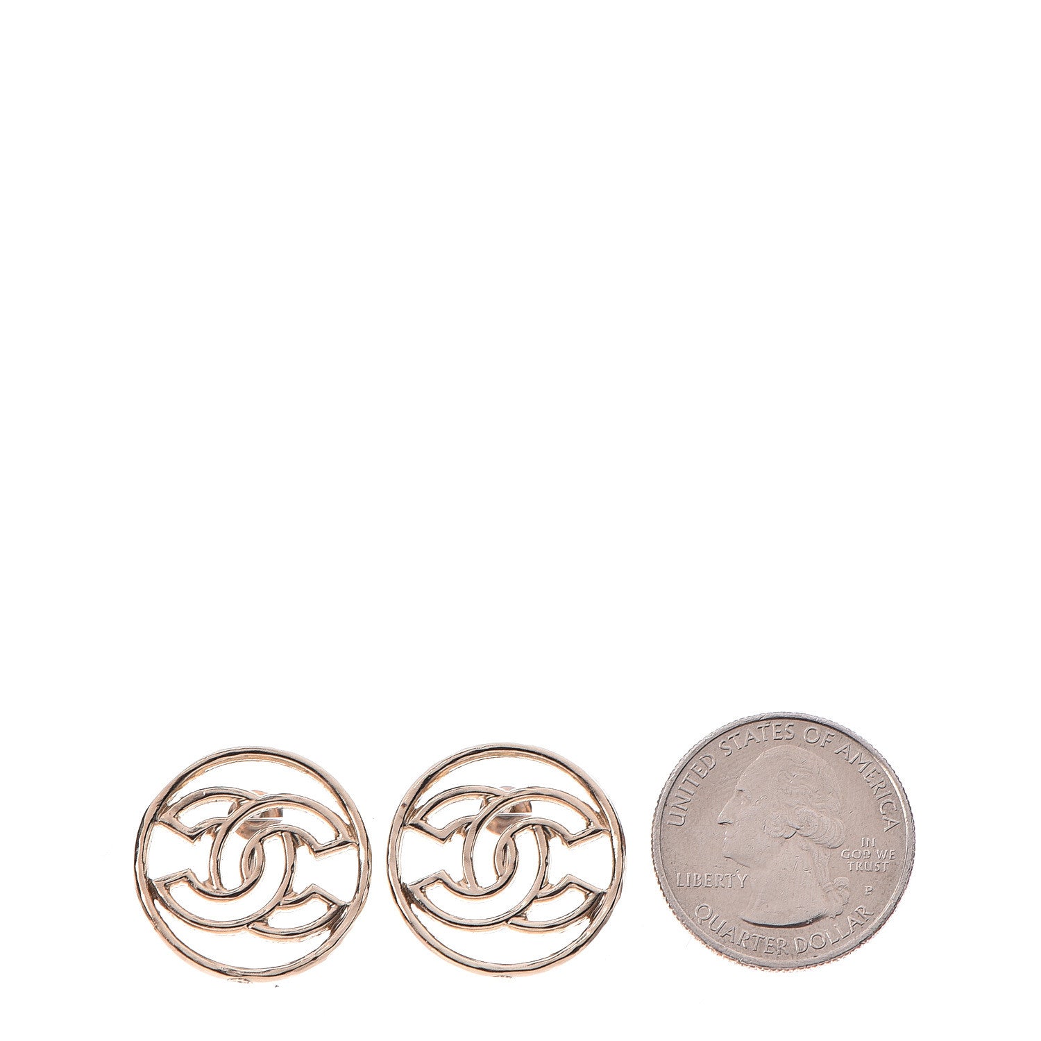 Chanel Metal CC Round Earrings Gold 2 of 3