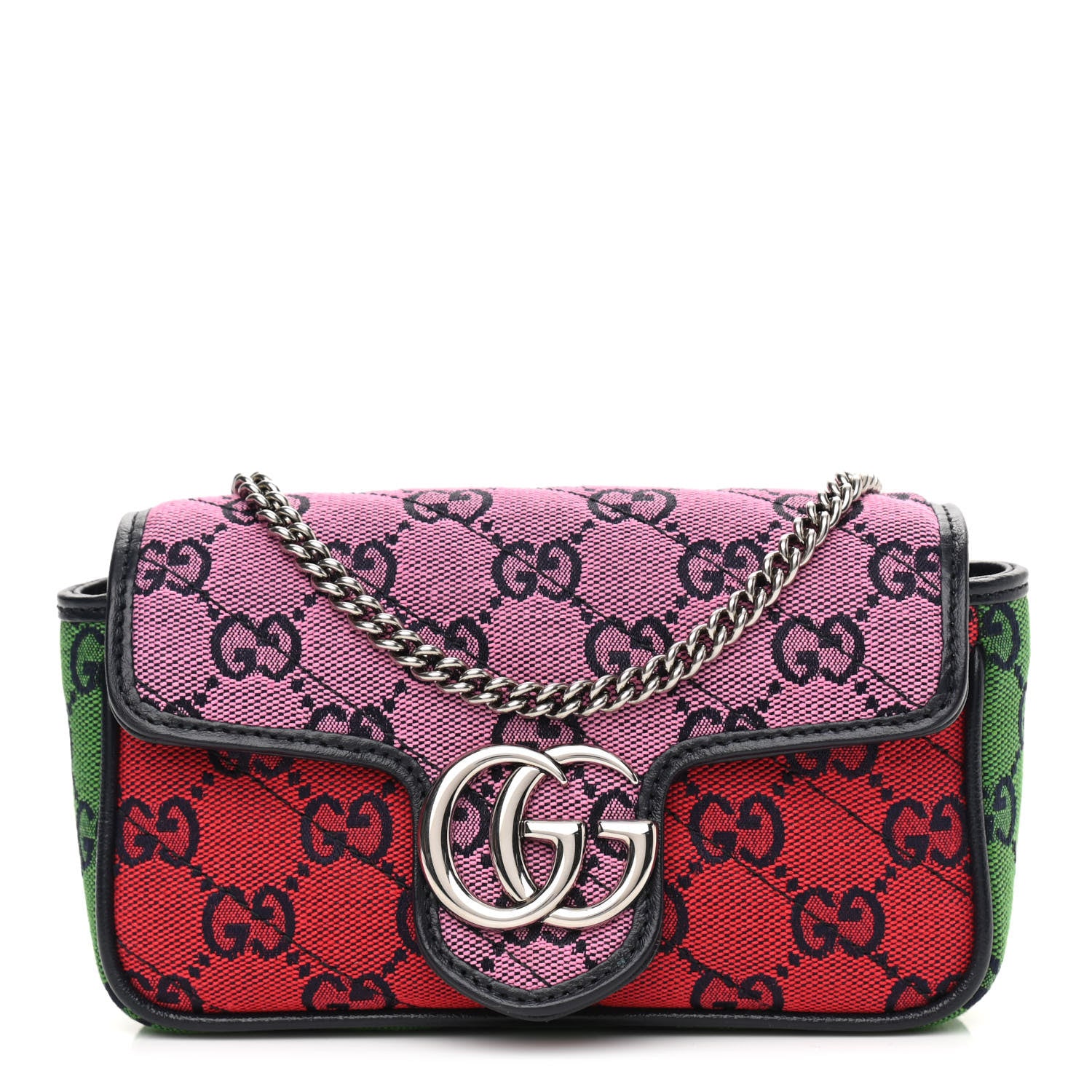 Gucci Monogram Multicolor Matelasse Diagonal Super Mini GG Marmont Shoulder Bag Pink Blue Red Yellow Green 1 of 10